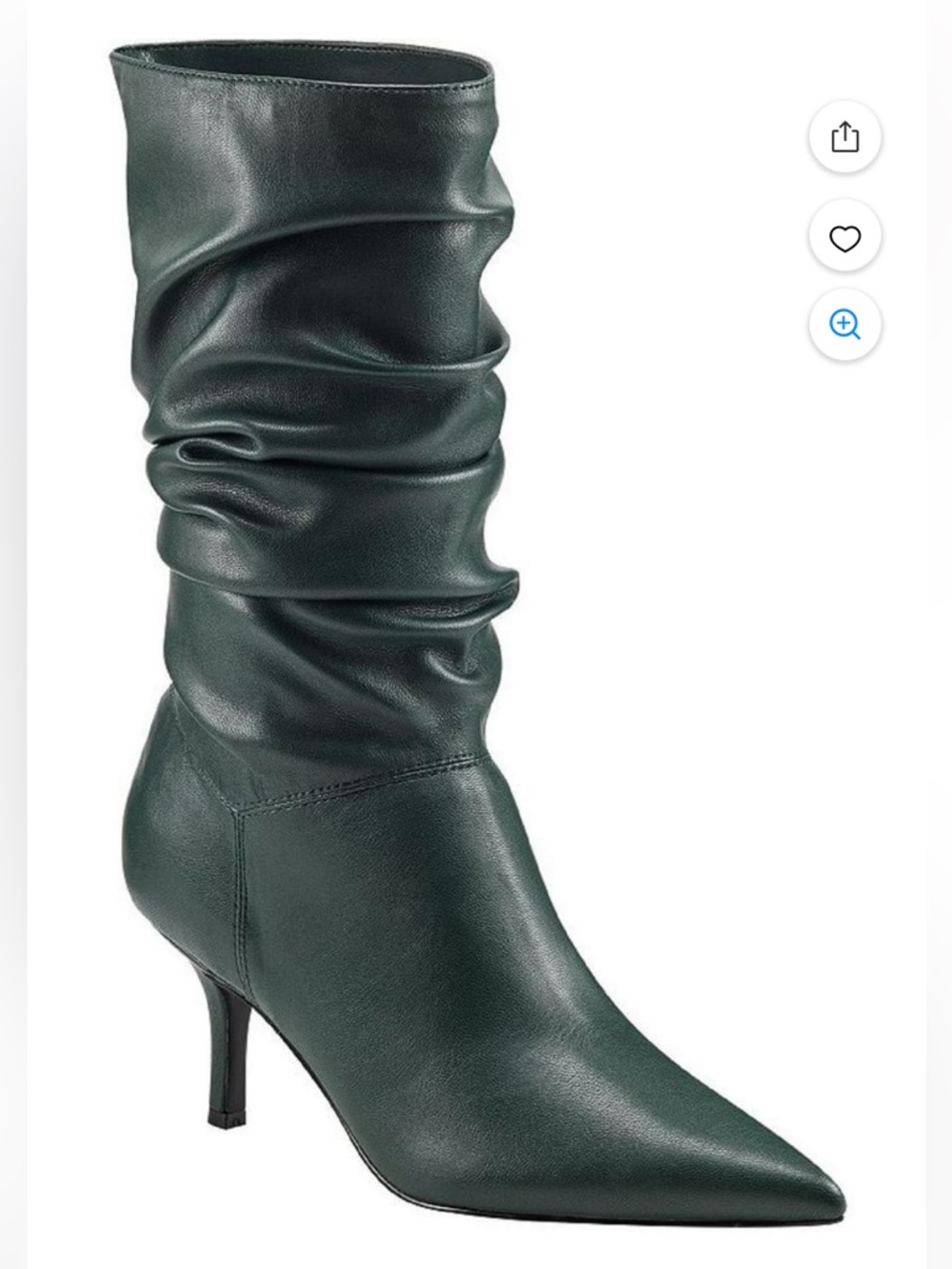 Marc Fisher Black Pointed-Toe Slouch Ankle Boots with Kitten Heel